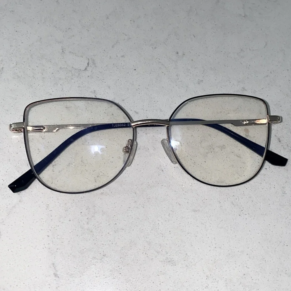 Gold‎ Metal Cat Eye Glasses Clear Lenses Fashion Eyewear TJ26062